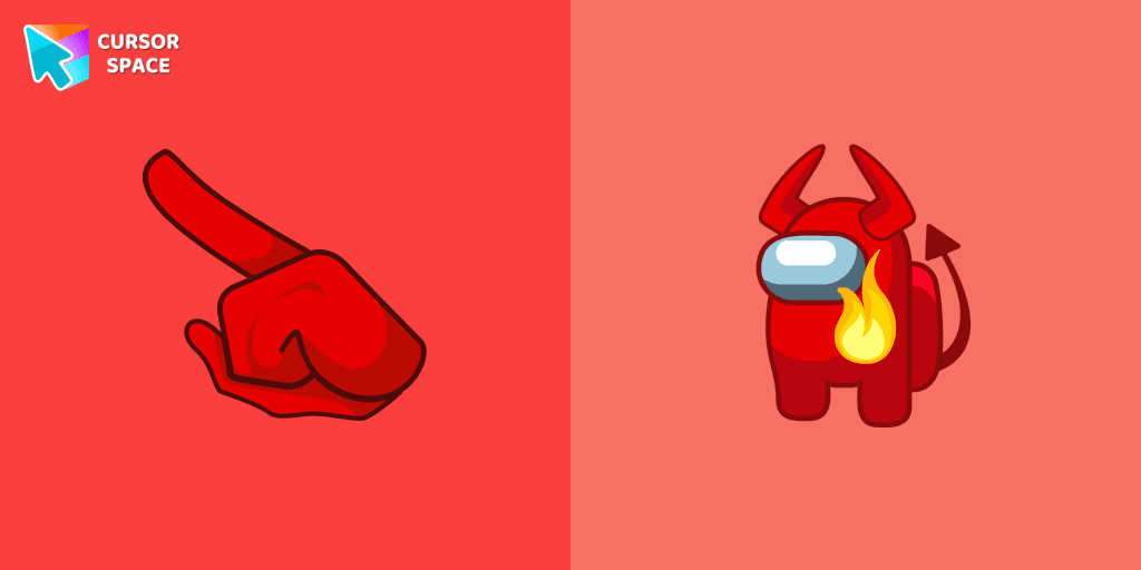 Among Us Red with Devil Horns Character cursor cursor pack